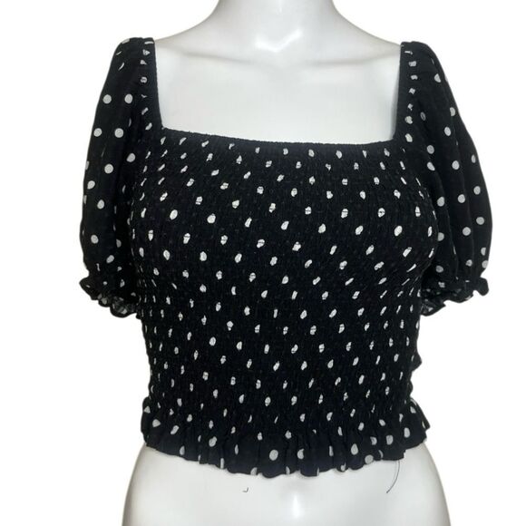 Forever 21 Black and White Polka Dot Blouse Size Small - Picture 1 of 4